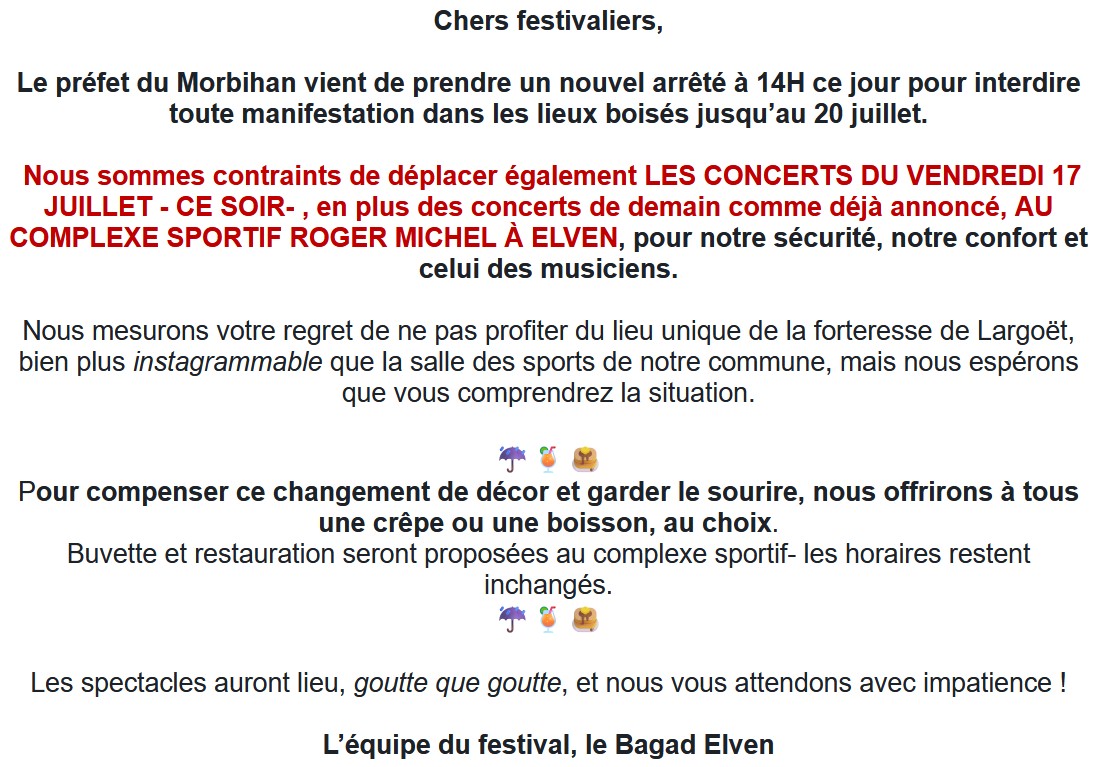 Arrêté préfectoral vendredi et samedi